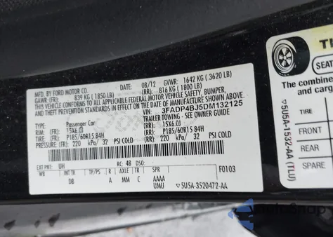 2013 Ford Fiesta Se from USA, damaged, VIN 3FADP4BJ5DM132125